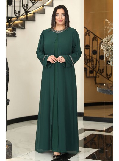 Sultan Tesettür Abiye Elbise - Zümrüt